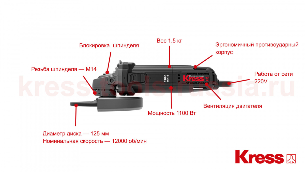 Угловая шлифовальная машина (УШМ) KRESS KU712 в магазине «ПРОМГАЗ»